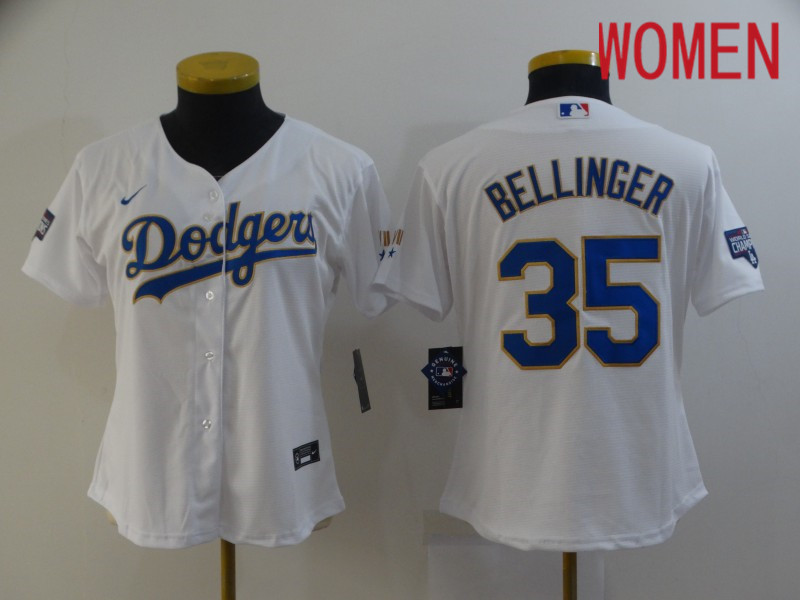 Women Los Angeles Dodgers #35 Bellinger White Game 2021 Nike MLB Jersey1->los angeles angels->MLB Jersey